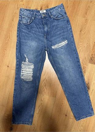 Джинсы женские синие mom denim, размер s.
