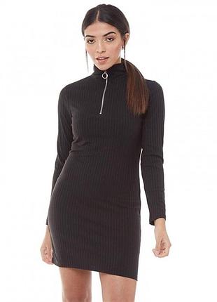 Платье в рубчик со змейкой shein l