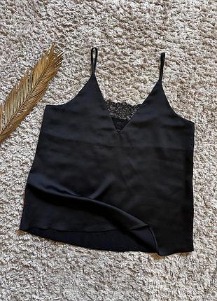 Топ на бретельках с кружевом черный кружевной топ майка