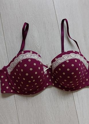Бюстгальтер в горошок бюст гладкий ажурний ліф в горохи m&s 34c 75c 70d