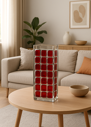 Уникальная винтажная чешская ваза из цветного стекла