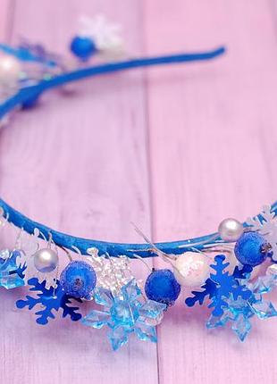 Обруч ободок сніжинки синій