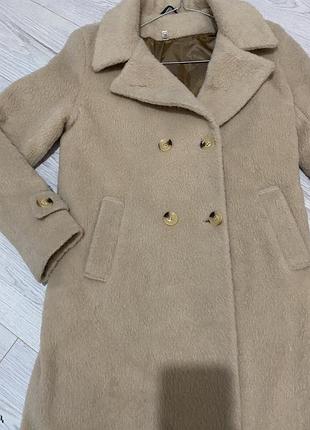Пальто бежеве тепле  зимове альпака