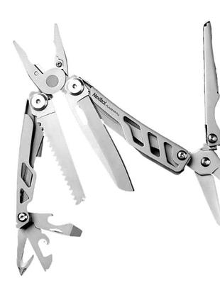 Мультитул nextool flagship pro (kt5020) 16в1 з фіксатором леза ножа/пили в чохлі silver