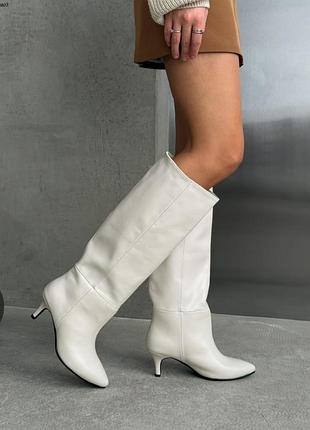 Сапоги, арт. 10807, молочный, натуральная кожа