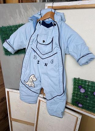 Очень теплый зимний комбинезон 80 см