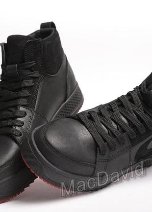 Зимові шкіряні кросівки на хутрі nike air force winter4 фото