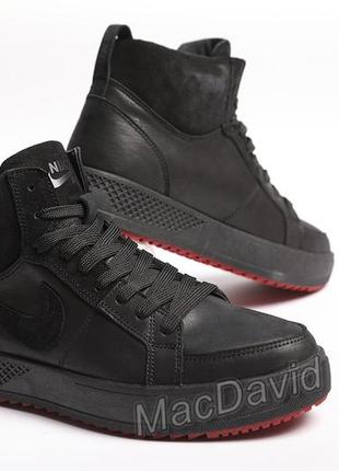 Зимові шкіряні кросівки на хутрі nike air force winter6 фото