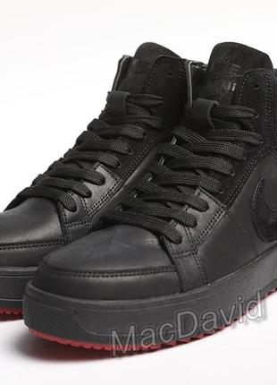 Зимние кожаные кроссовки на меху nike air force winter7 фото