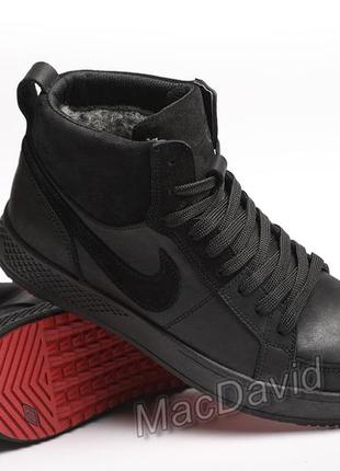 Зимові шкіряні кросівки на хутрі nike air force winter8 фото