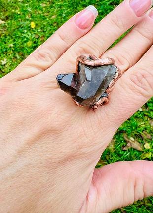 Кольцо с дымчатым кварцем,размер 19.5