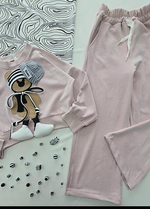 Стильний костюм для дівчинки світшот і палаццо