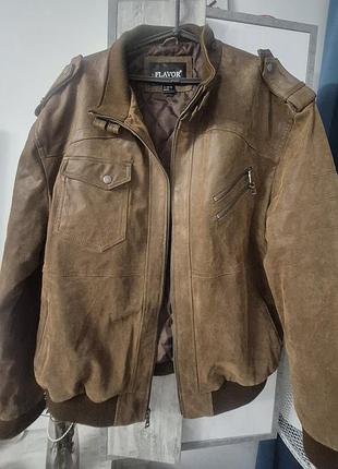 Чоловіча шкіряна куртка-бомбер flavor xxxl
