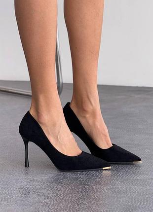 Туфлі жіночі чорний екозамша 11893