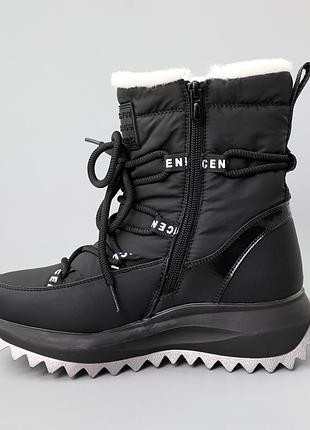 Подростковые детские зимние ботинки сапожки черные