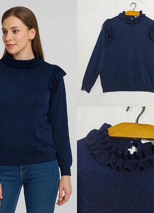 Вязаный свитер с воланами  под горло  с люрексом next