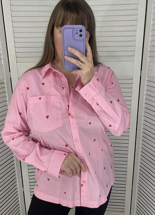 1+1= 3 жіноча сорочка рожева рубашка в сердечка