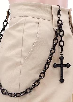 Ланцюжок з хрестом чорний унісекс готика гранж