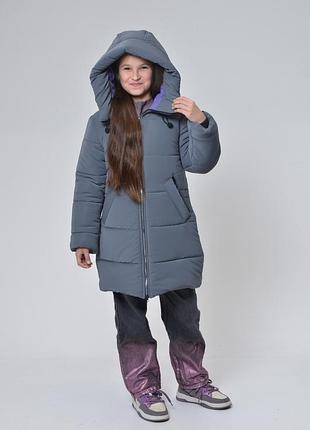 Зимова куртка пуховик з плащівки на мембрані