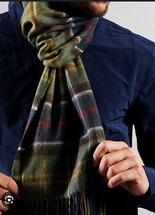 Мужской теплый шарф в клетку. длина 146, ширина 31 см.