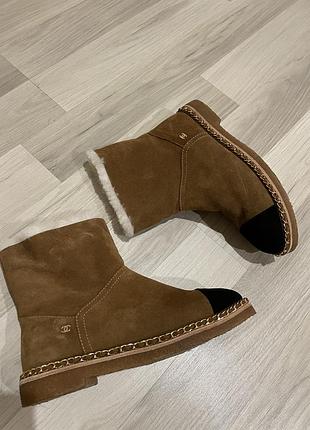 Неймовірні сапоги чоботи замш натуральна овчина від бренду chanel р.39 оригінал
