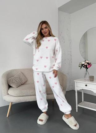 Женская теплая пижама на меху от 42 до 52 размера