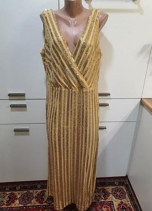Женское длинное вечернее платье в паетки