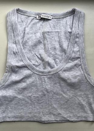 Укороченное ель-топ zara | crop top | basic ribbed | l