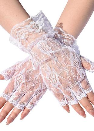 Мереживні мітенки honey fashion accessories s/m/l білі (30к023)