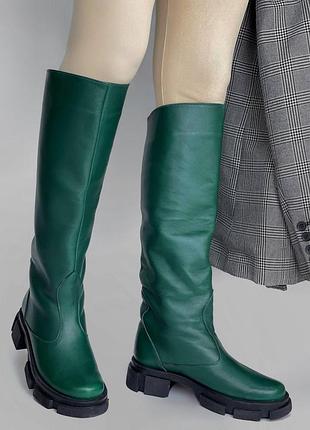 Чоботи труби з натуральної шкіри , на платформі