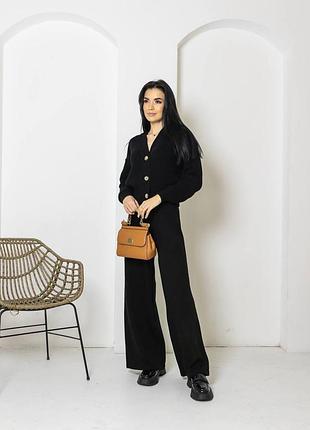 Вязаный теплый костюм кардиган и штаны шерсть