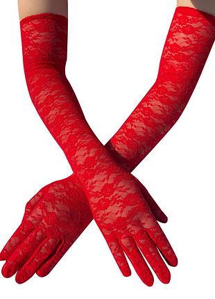 Мереживні довгі рукавички honey fashion accessories s/m/l червоні (30к026)