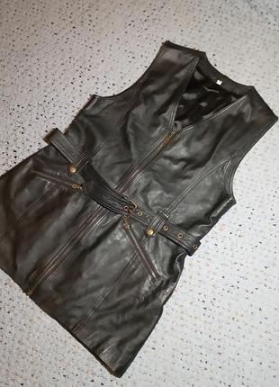 Жилет кожаная безрукавка кожаная жилетка