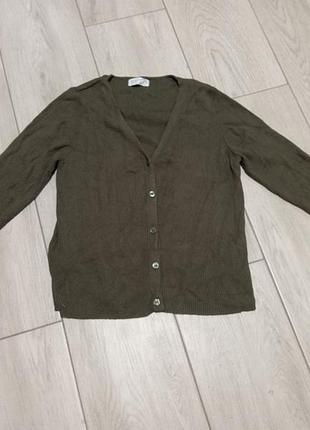 Женский кардиган primark в рубчик, хаки (оливковый), v-образный вырез, размер l