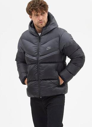 Пуховик nike storm-fit серо-черный