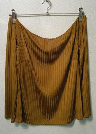 Джемпер в рубчик с открытыми плечами, пуловер