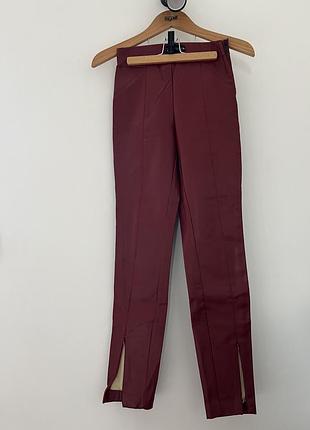 Червоно бордові шкіряні штани zara xs замінник шкіри