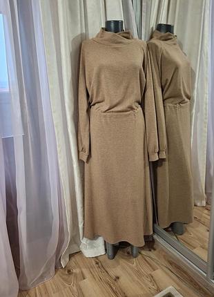 Теплое с разрезами по бокам платье 👗 большого размера