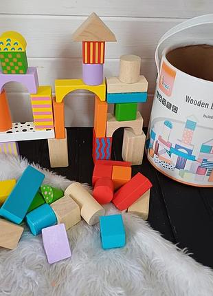 Набор деревянных кубиков viga toys "визерунковые блоки" дерево эко игрушка