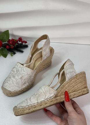 Белые кружевные босоножки эспадрильи 38р