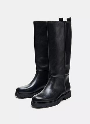 Чорні чоботи із строчками zara new