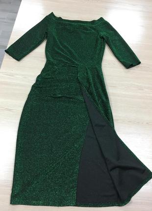 Зелёное платье  с люрекса2 фото