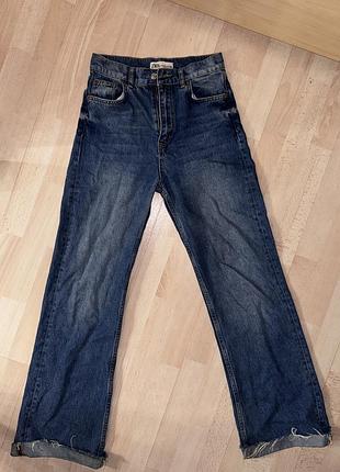 Джинси жіночі, темно-сині, прямі, висока посадка, 26 розмір.