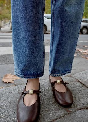 Балетки жіночі бордові шкіряні zara new