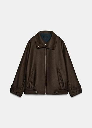 Куртка-бомбер з вовни з коміром-стійкою zara