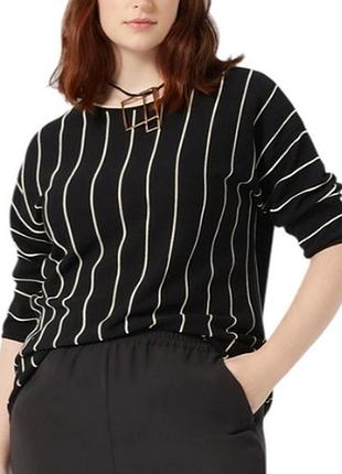 Р 10-12 / евро 40 / 44-46-48 актуальна базовая черная кофта джемпер в белую полоску хлопок трикотаж distrikt