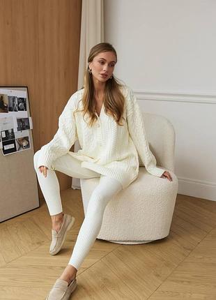 Вʼязаний теплый костюм кардиган и лосины легинсы шерсть кашемир