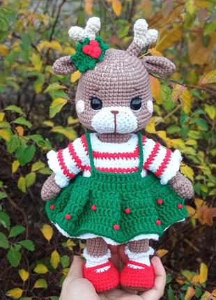 Оленяшка, олень вязаная игрушка новогодняя