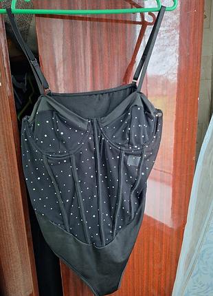 Боди со стразами камушками стразиками праздничное