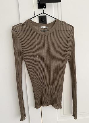 Лонгслів напівпрозорий zara в стилі intimissimi полупрозрачный лонгслив